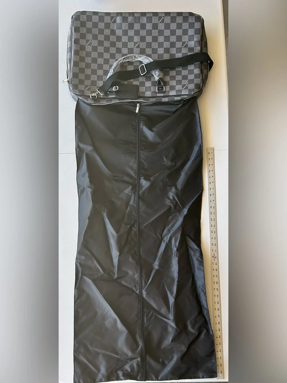 Journeyman Checkerboard Convertible Garment Bag - Black/Grey NWOT